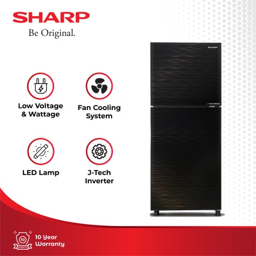 Kulkas Sharp 2 Pintu SJ 246 XI MK polos hitam Inverter