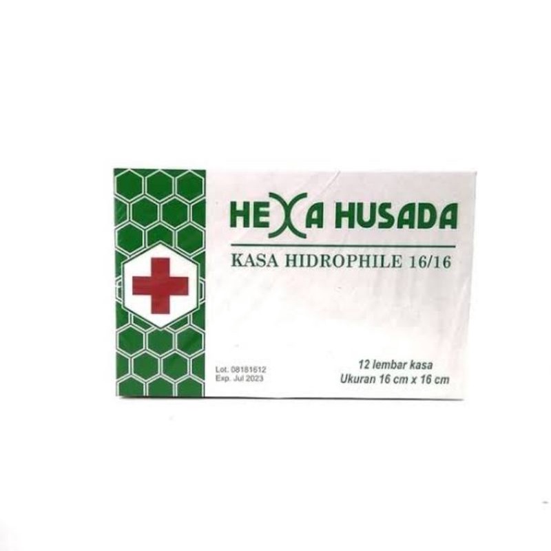 Hexa Husada Kasa Hidrophile 16x16cm 12pcs - Kasa Steril HexaHusada - Kasa Hidrofil