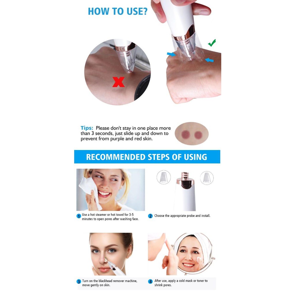 Penghilang Jerawat Komedo Titik Hitam Remover Alat Kecantikan Aspirateur Kulit