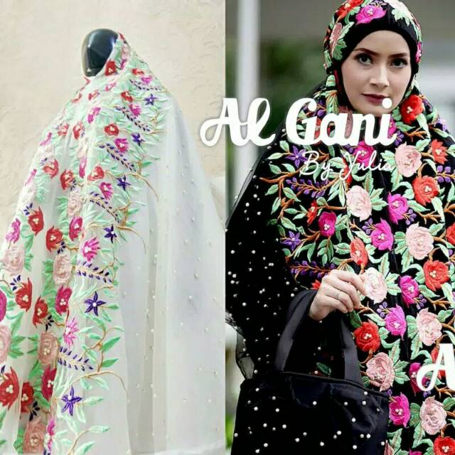 Mukena najwa hitam putih original by al gani