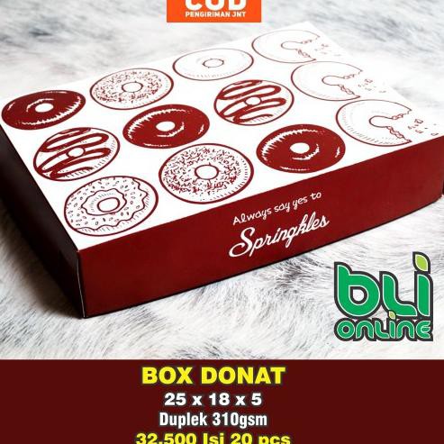 

D8A3 Kotak Donat / Dus Donat / Box Donat / Kemasan Donat 25 x 18 x 5 Isi 20pcs Ready