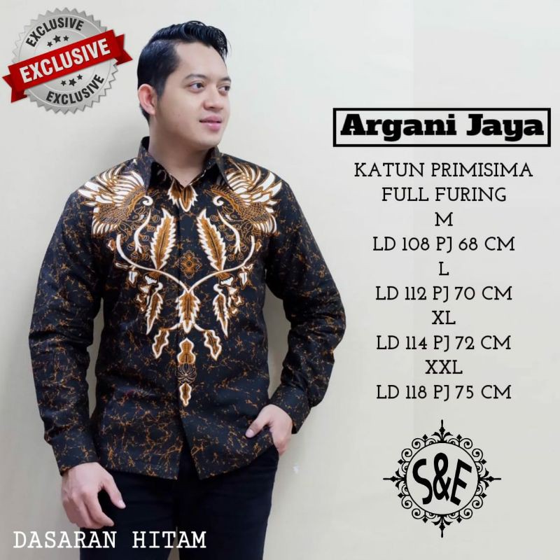 TERBARU! Kemeja Batik Pria Lengan Panjang Batik Lapis Furing Bahan Batik Katun Primisima ARGANI JAYA