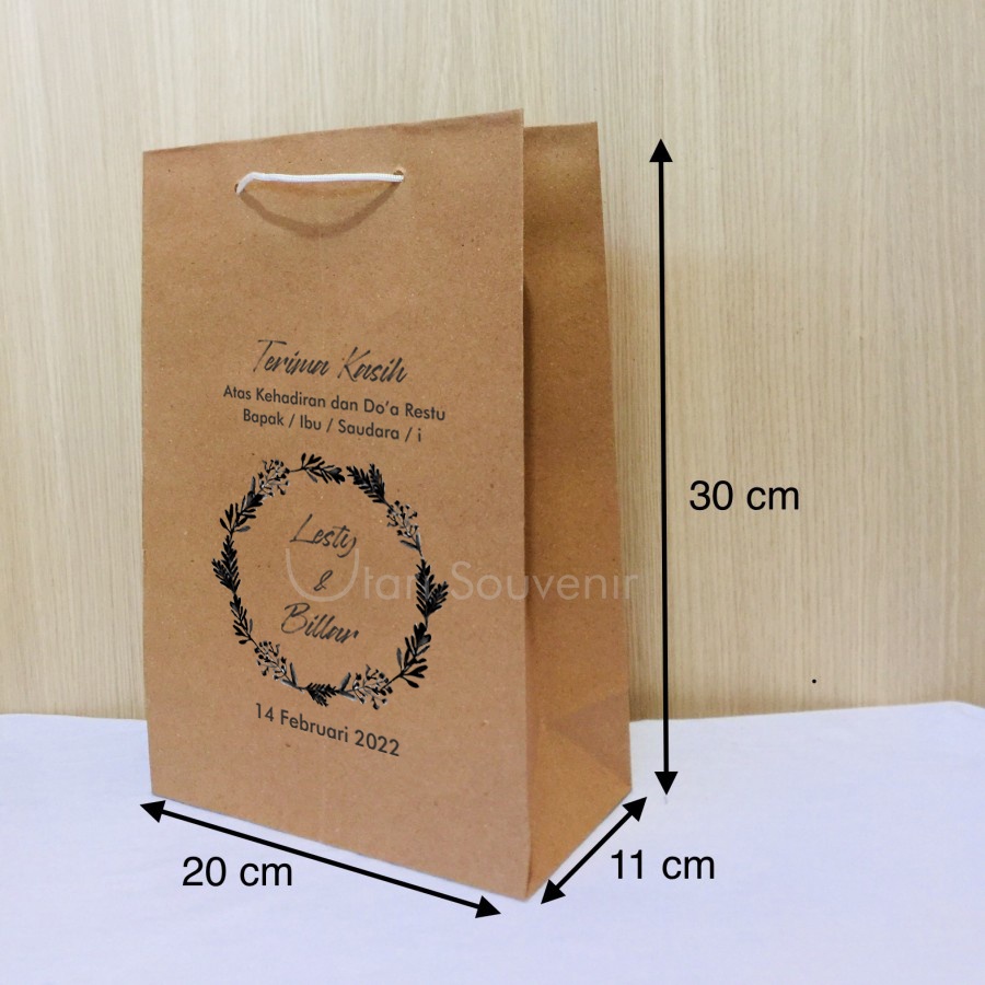 

Sablon Paper Bag Tas Kertas R6 Panjang Desain Custom 20x11x30