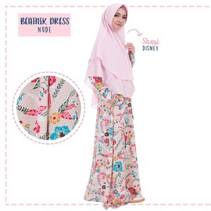 Beatnik Dress / Gamis Motif Flower / Nude