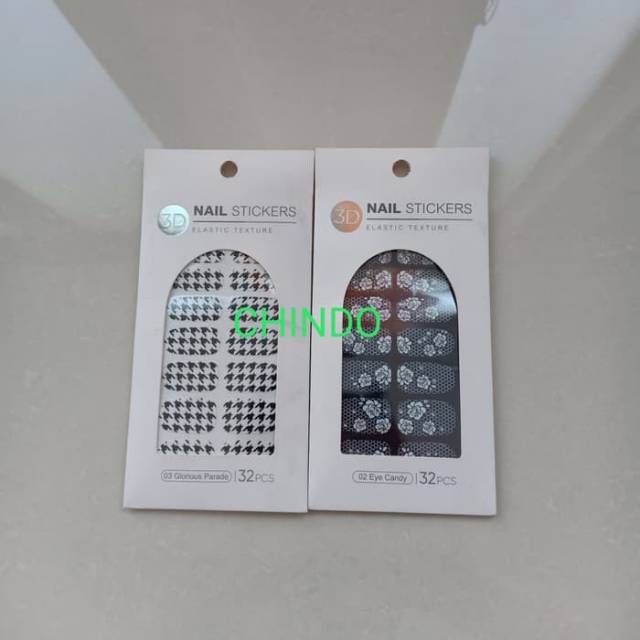 MINISO 3D NAIL STICKER KUKU ELASTIC TEXTURE ISI 32PCS