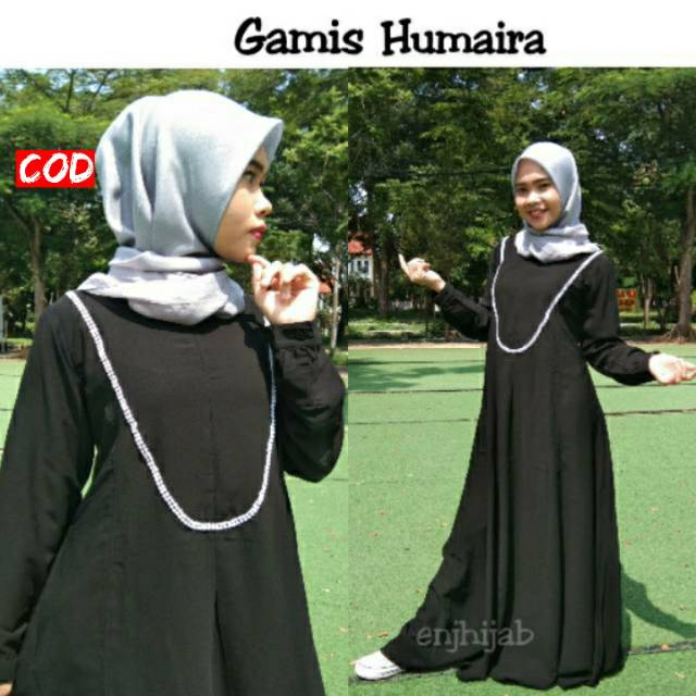 Baju Busana Muslim Wanita Gamis Humaira Jet Black L &amp; XL