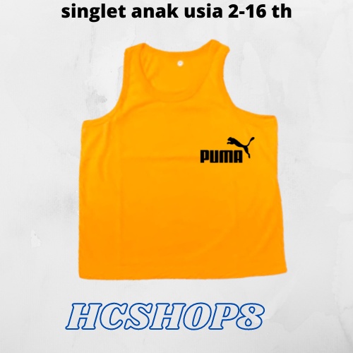 Singlet Anak Logo PUA Unisex Ideal Usia 2-16th Singlet Anak Anak Pakaian Anak Unisex