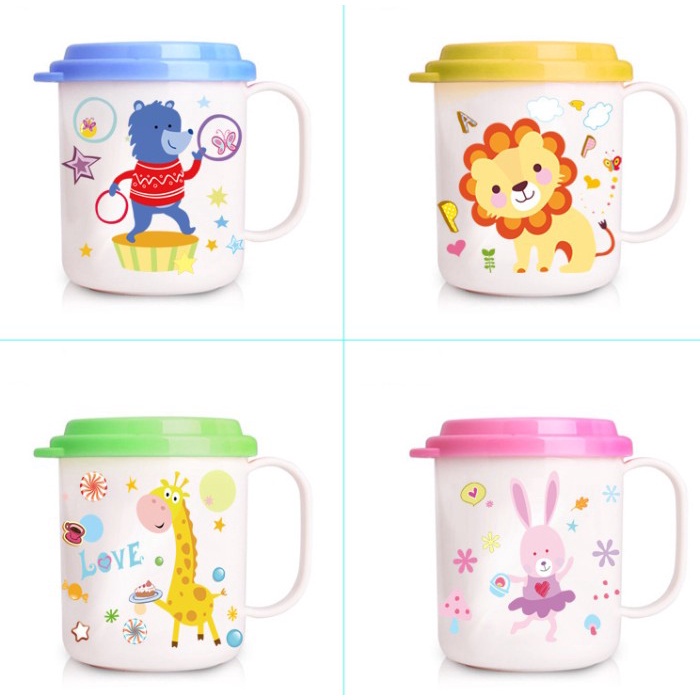 MD - Keola Gelas Minum Anak Tahan Banting Dengan Tutup - Motif Cute Animal