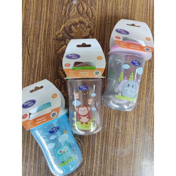 Baby Safe botol Training cup with weighted straw FS405 / gelas bayi sedotan pemberat 300ml