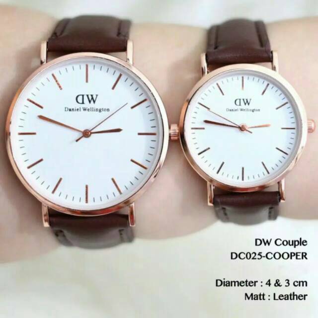 Terima COD)Jam Tangan Couple WD Strap Kulit Plat Putih (Dikirim Dari Jakarta)