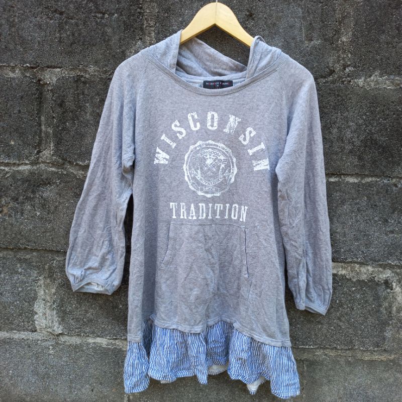 PRELOVED / THRIFT / SECOND HOODIE ABU / GREY RUMBAI CEWEK SIZE M - L