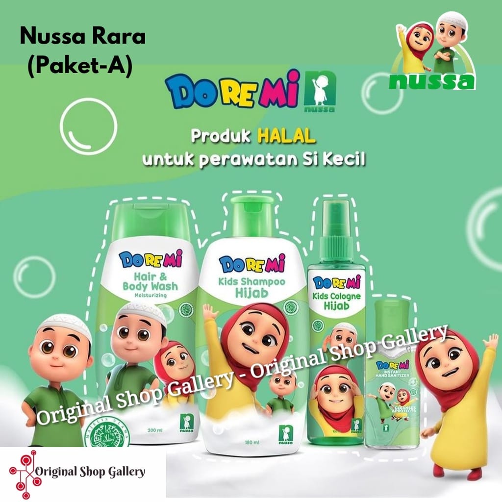 DOREMI Nussa Rara Paket Mandi Sabun+Shampo+Cologne+Sanitizer Halal Kado Anak Laki-Laki Dan Perempuan