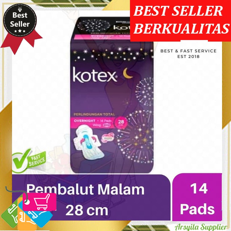 KOTEX Overnight Wing 28cm isi 14 Heavy Flow Night Pembalut Malam