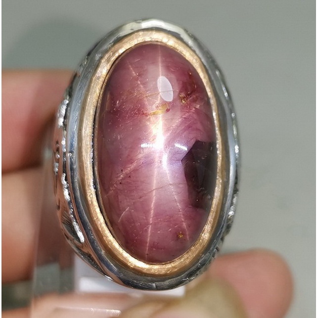 Cincin Batu Akik Asli Ruby Star Bagus Tajam