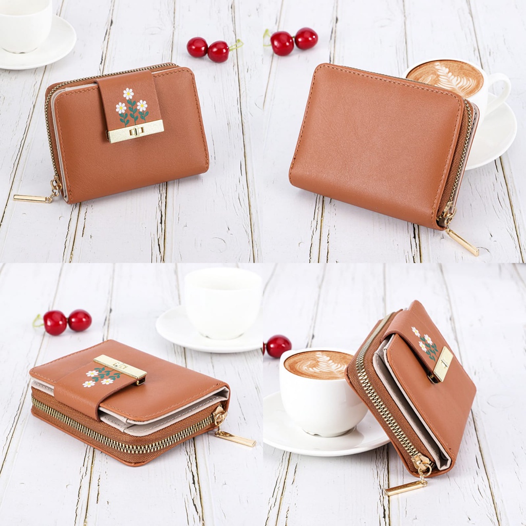 DOMPET LIPAT WANITA MINI IMPORT KULIT COKLAT KAGOYA WA519B7 KECIL PREMIUM KOREA SLOT KARTU RESLETING UANG KOIN BRANDED FASHION REMAJA KEKINIAN CEWEK MURAH BATAM SIMPLE LUCU