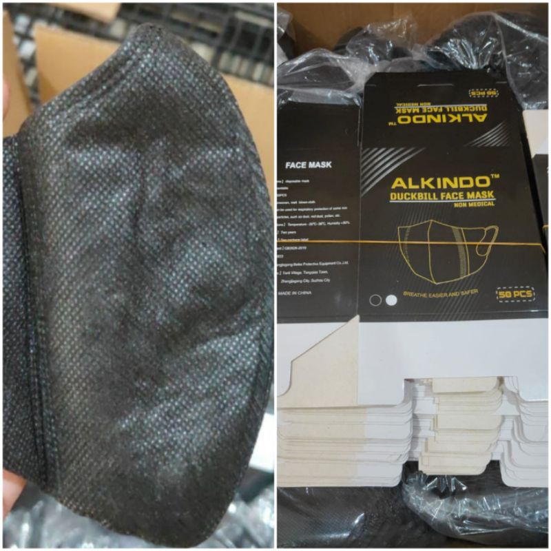 Masker Duckbill ALKINDO, ( Garis dan embos Alkindo) hrg 50pcs/box