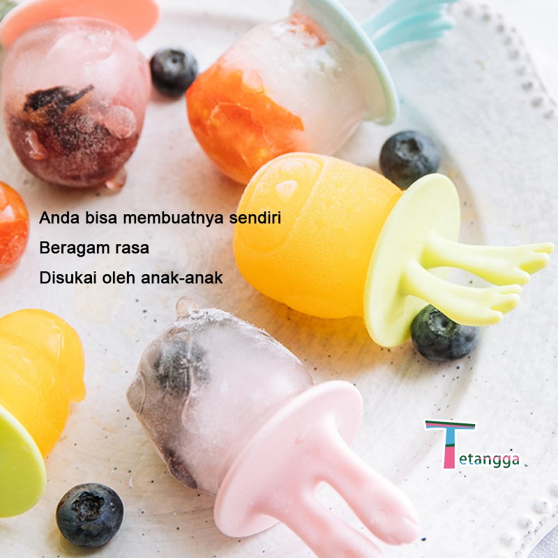 Cetakan Eskrim 6 Slot Es Loli DIY Beserta Lucu Es Batu Bulat Bola Ice Ball Maker Silicone