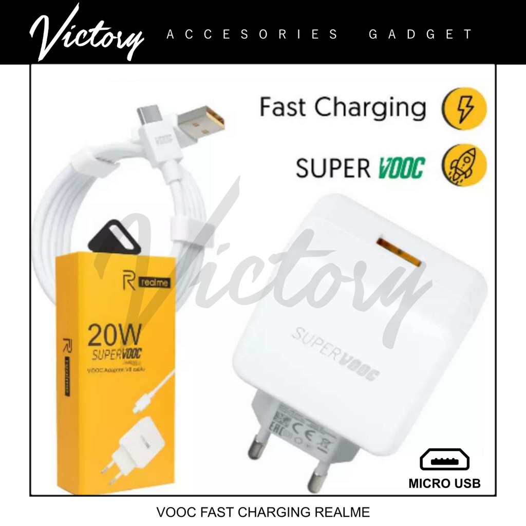 CHARGER REALME Original 20W FAST CHARGING SUPER VOOC MICRO C1 C2 K1 U1 Realme 1 2 3 5 Pro