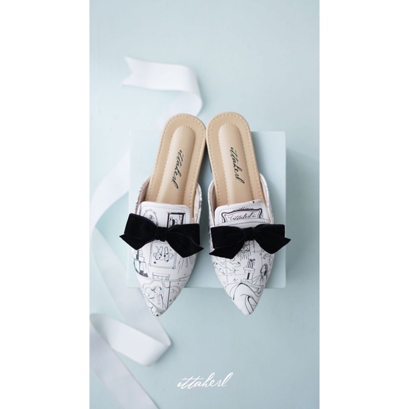 Ittaherl joy mules monochrome with ribbon size 37