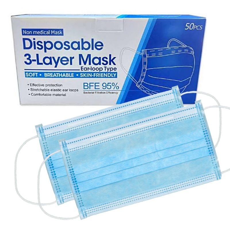 Masker Earloops 3 Ply Isi 50 Pcs Box Masker Uncare Disposible Facemask Masker isi 50