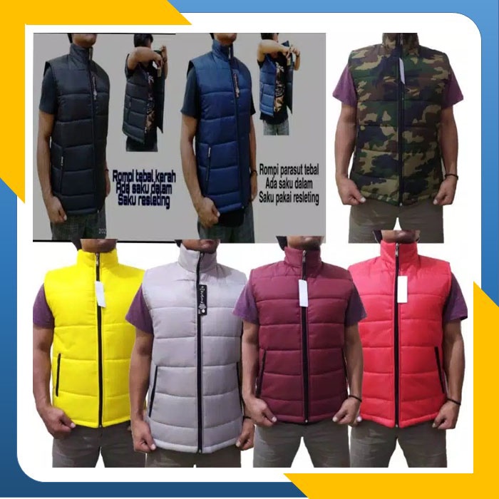 JAKET ROMPI PRIA TEBAL VEST ROMPI MOTOR ANTI ANGIN PARASUT PELINDUNG DADA ROMPI SAFETY PARKIR MOTOR 