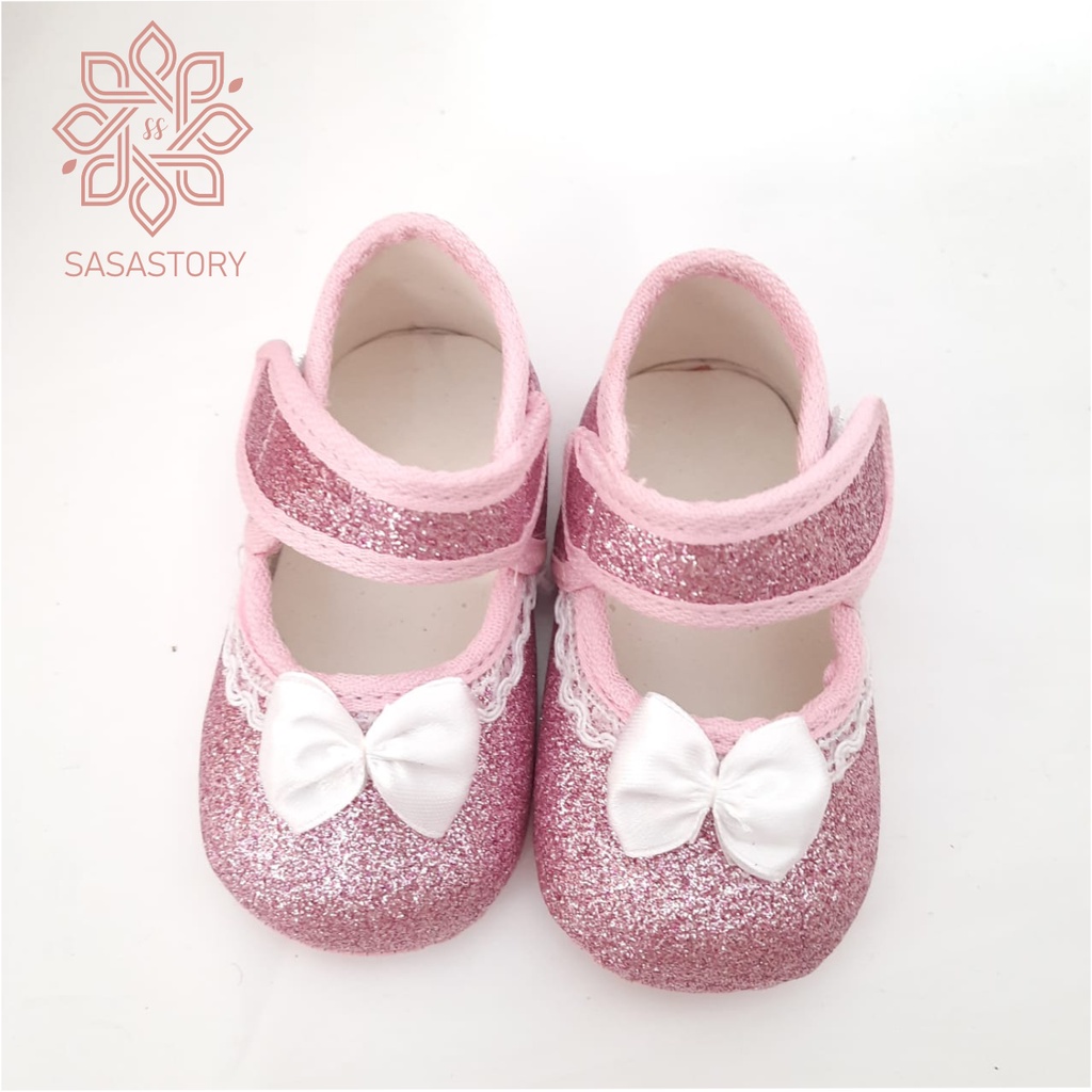 SEPATU BABY BAYI PREWALKER PESTA ANAK PEREMPUAN GLITTER AP05