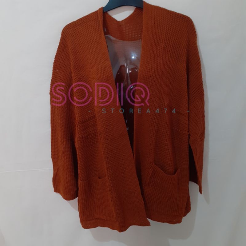Cardigan Oversized Cardi Outer LOOCY PREMIUM Rajut Tebal Cardy Oversize Lavella Wanita-Coral