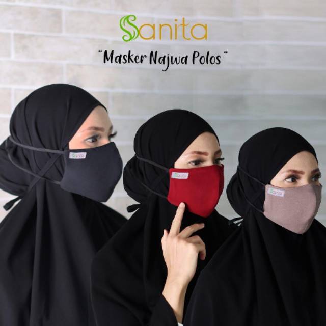 Masker Polos Najwa by Sanita // Masker Kain Hijab Karet