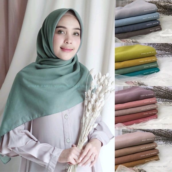 HIJAB PARIS PREMIUM SEGI EMPAT JILBAB VOAL KERUDUNG SEGI EMPAT