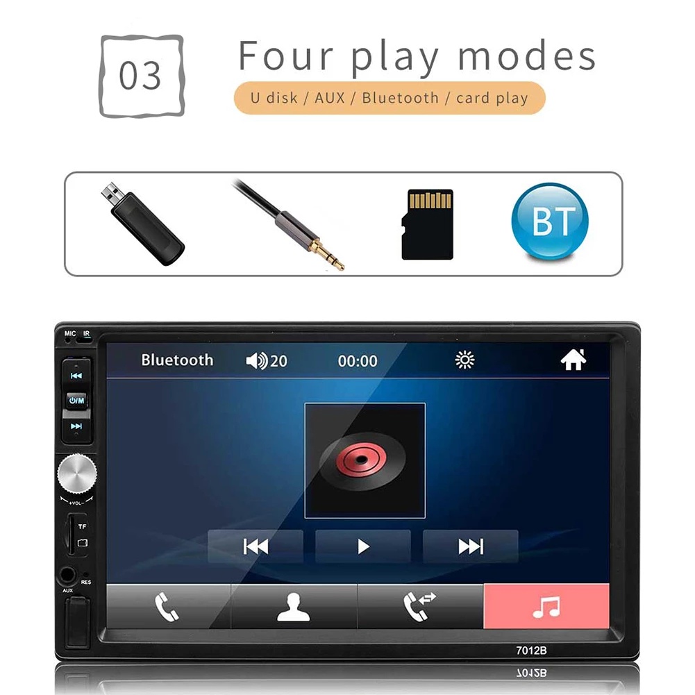 7018B 2 Din 7 inch Mobil Stereo Audio Radio Bluetooth 7 inch Monitor Layar Sentuh MP5 Player SD FM USB