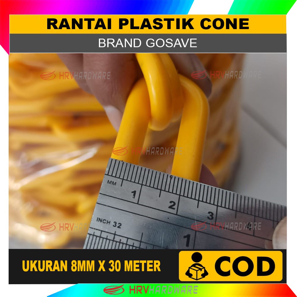 RANTAI CONE KERUCUT LALU LINTAS PLASTIK SAFETY TRAFFIC CONE 8MM X 30M