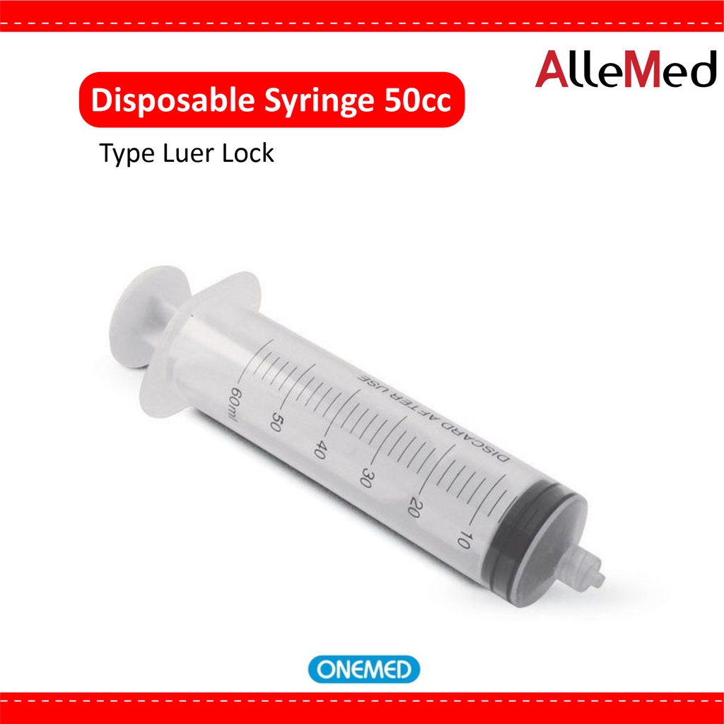 Jual OneMed Syringe 50 cc Luer Lock Lubang Tengah | Shopee Indonesia