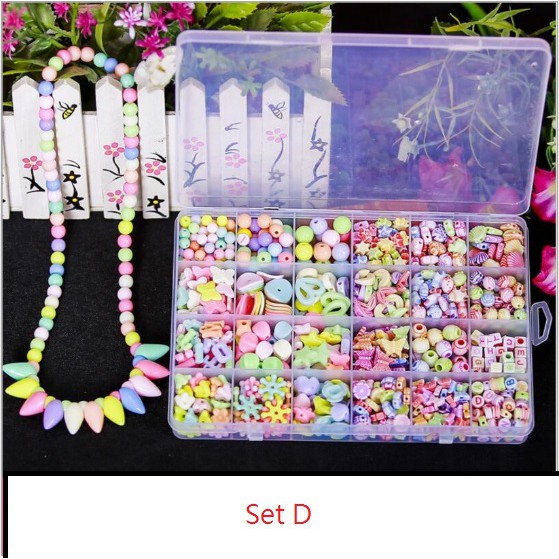 Satu set DIY kalung/gelang/cincin anak / manik2 anak mainan edukasi import