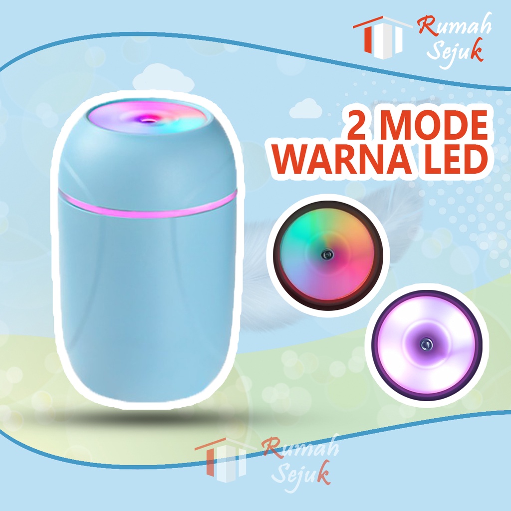 RS - Air Humidifier Diffuser Aromaterapi Alat Pengharum Ruangan Difuser Disfuser Unik Lucu Kucing RS-H32 Humdifier Purifier Difusser Defuser Humidifer Humadifier Humudifier Dispuser Humifider Portable Mobil Car Uap Hiasan Kamar Lampu LED Free Gratis Oil-Blue Bottle  + 6 Oil