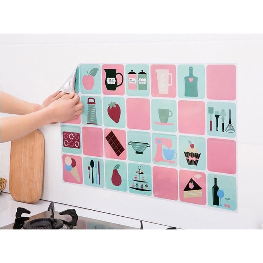 Tempelan Stiker Dapur Anti Minyak dan Panas - Wall Sticker Dapur Dinding Anti Air dan Suhu