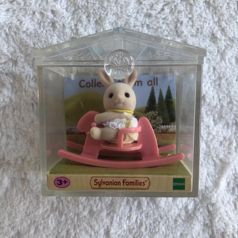 New Sylvanian Families Baby Carry Case Ivory Rabbit on Rocking Horse original by Epoch by Jekistore