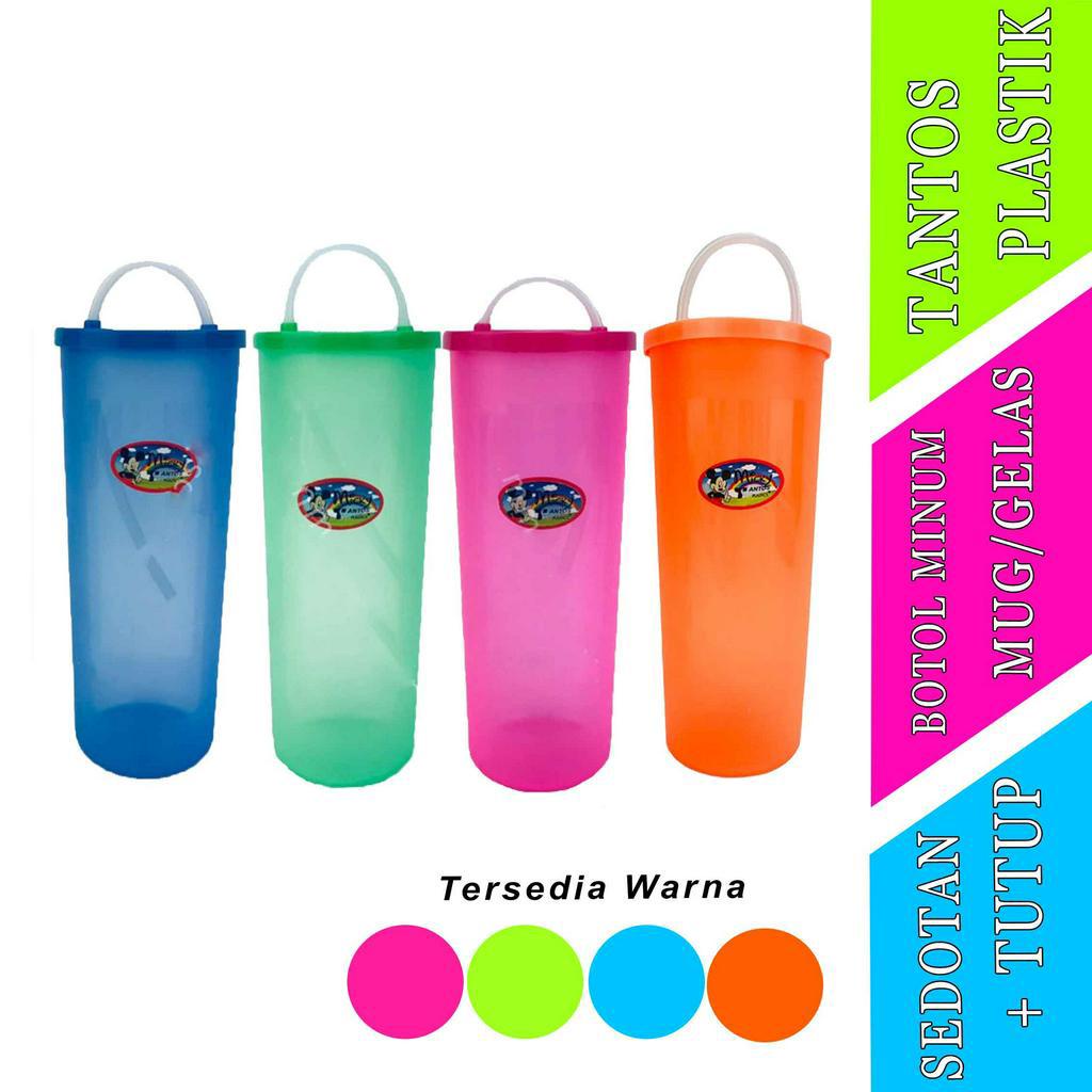 Botol Minum Sedotan+Tutup- Gelas Mug- Mug Plastik- Botol Serbaguna