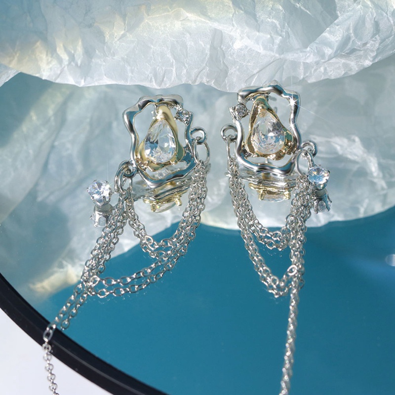 Fancyqube Anting Rantai Rumbai Geometris Zircon Untuk Pesta Ulang Tahun Wanita