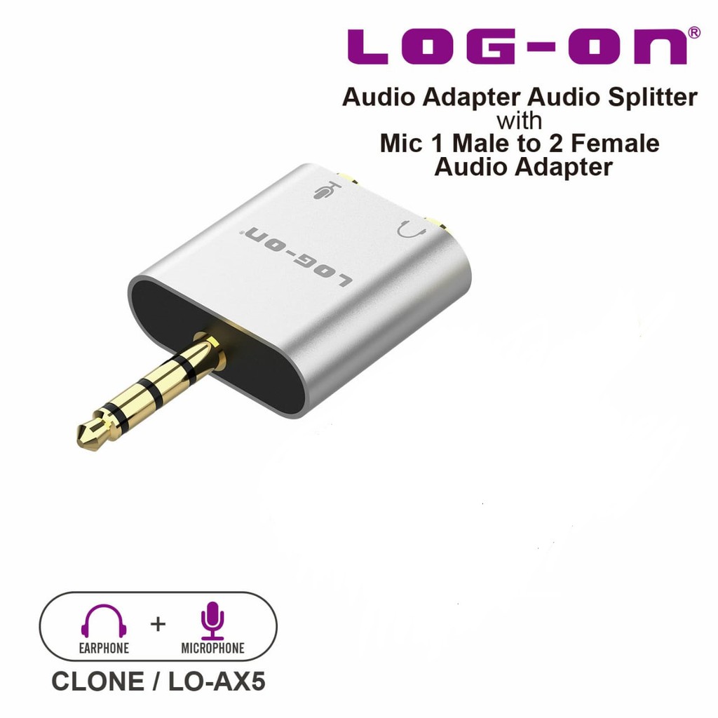 LOG ON AUDIO SPLITTER EARPHONE &amp; MICROPHONE LO-AX5 MALE TO 2 FEMALE ORI