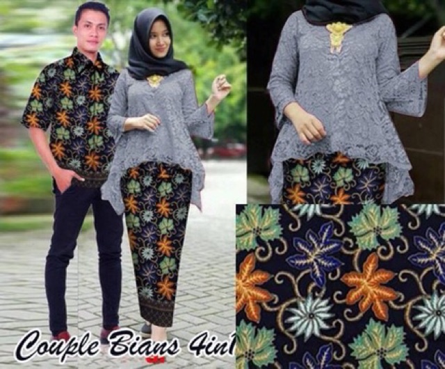 JC Couple Batik Bianca 4in1 / Set Couple Bians Kebaya Bianca (Tersedia 5 warna)