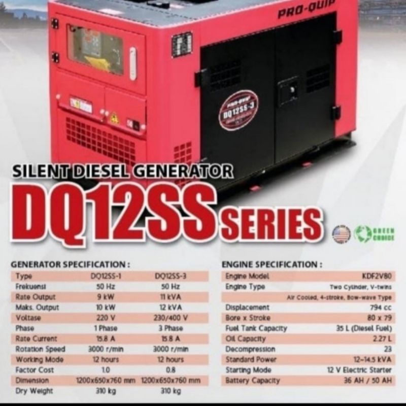 Genset Silent Diesel Solar PROQUIP DQ 12 SS SERIES Genset Silent Diesel 10000Watt Genset 10Kw Silent PROQUIP DQ12SS