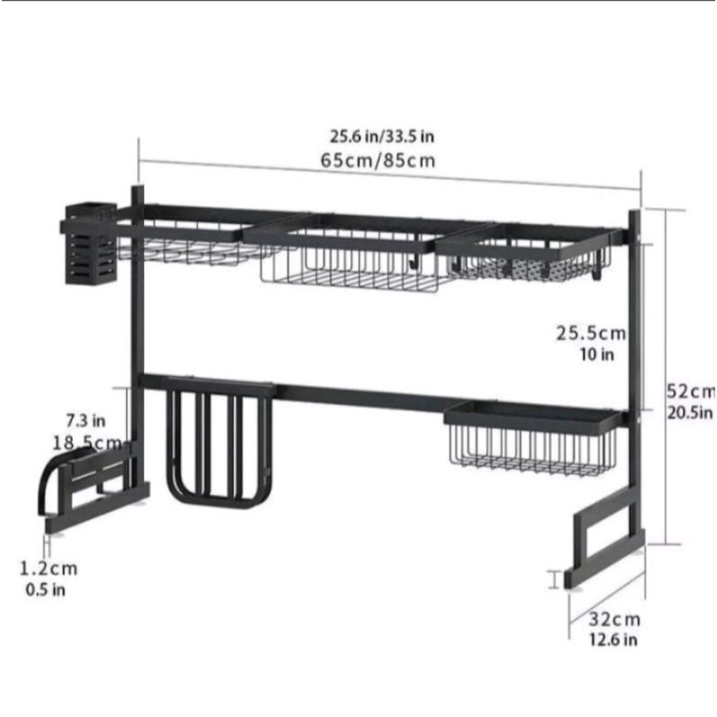 rak piring wastafel ukuran 65 cm dan 85 cm/rack serbaguna/rak wastafel