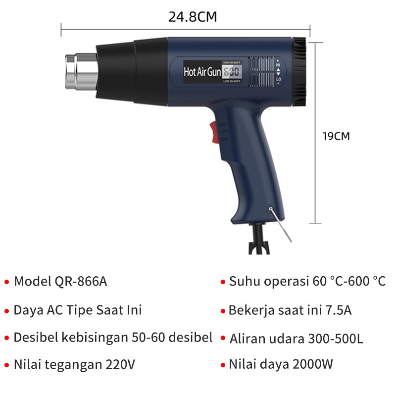 Reaim Heat Gun HGA-2000 Air Mesin Pemanas Pistol Angin Panas  Hot Gun Hot Air Gun Heat Gun Hijau Pemanas Skotlet Pemanas Skotlet