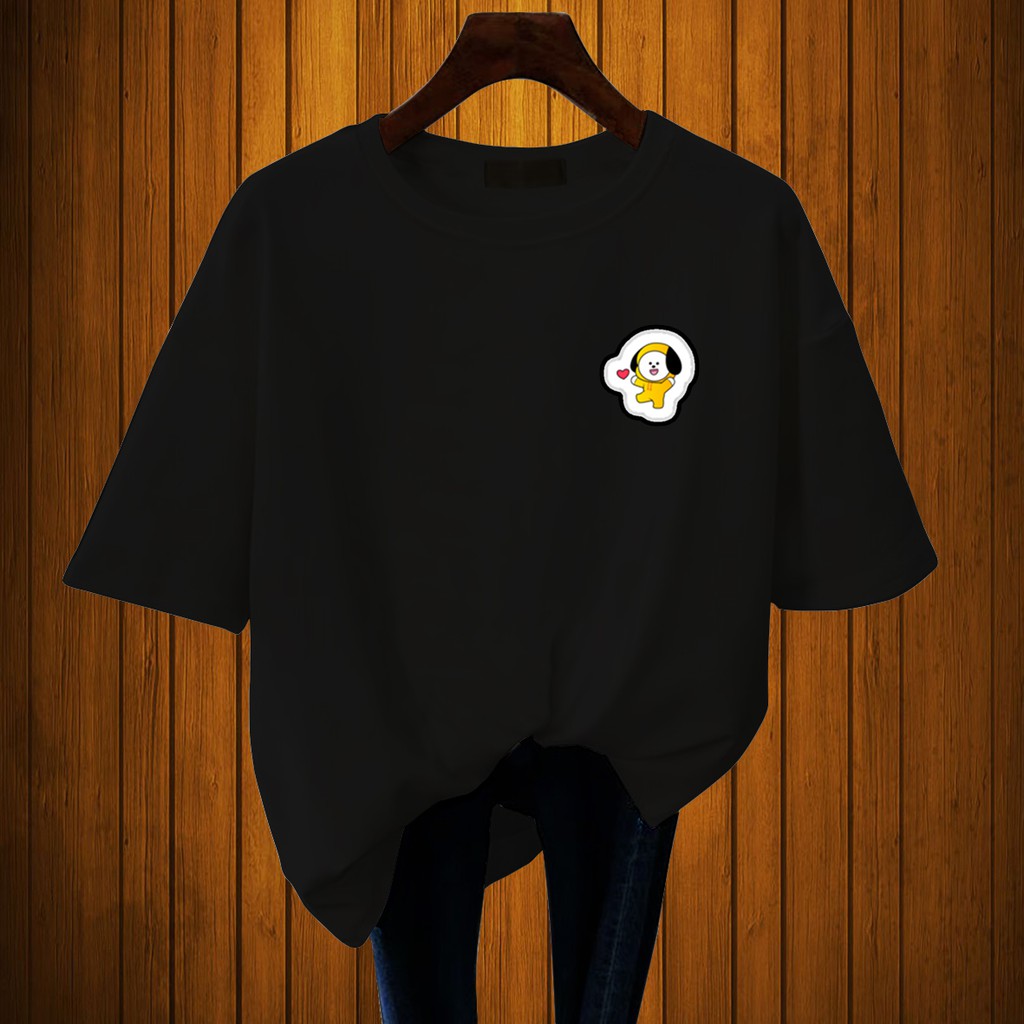 CALVIERO SHOP - BAJU KAOS ATASAN WANITA PRINT BTS SHIMMY CASUAL