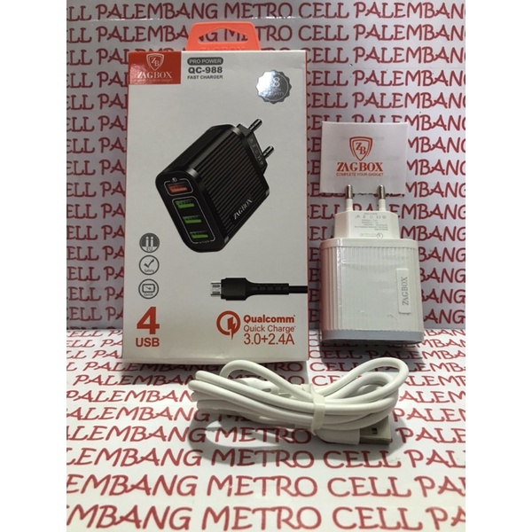 TRAVEL CHARGER ZAGBOX QC-988 MICRO 4 USB