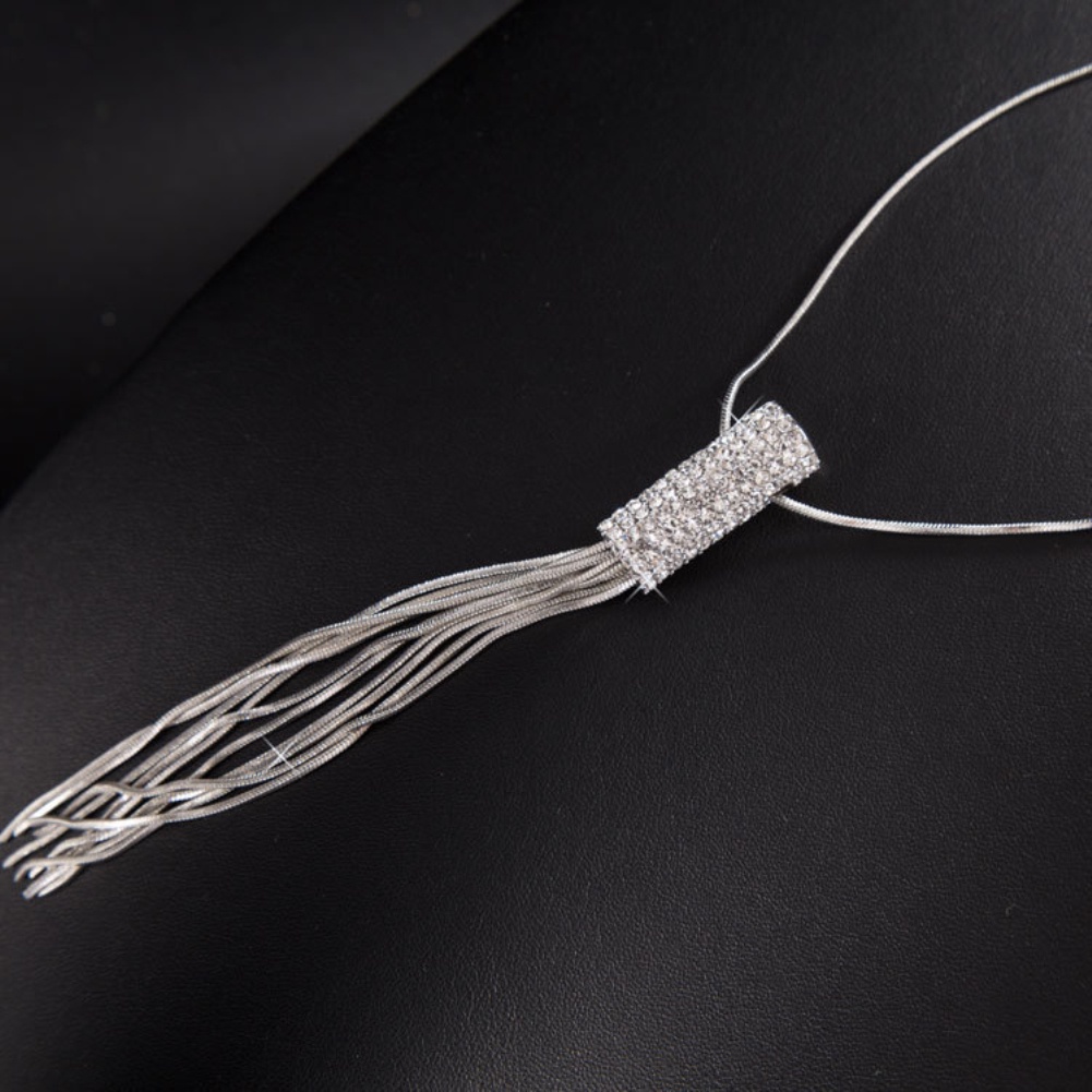Hu Hu Hu Hu Hu Alat Bantu Pasang Kacamata♡ Kalung Rantai Panjang Dengan Liontin Bentuk Silinder Bahan Cubic Zircon Untuk Wanita