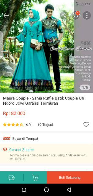 Grosir Baju Batik Murah /  Maura Couple Sania Rufle Adinda Couple Gamis /  Baju  Couple Gamis