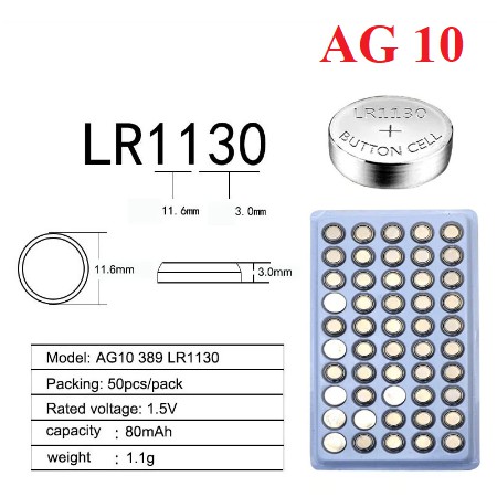 Baterai Kancing Batre Battery LR1130 AG10 LR 1130 AG 10 Kalkulator Jam Pentil Ban