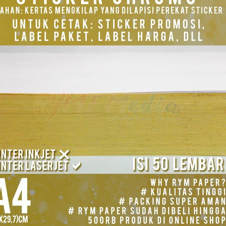 

[KODE T7EJP] Sticker Chromo A4 isi 50 lembar / Kertas Stiker Glossy Mengkilap A4