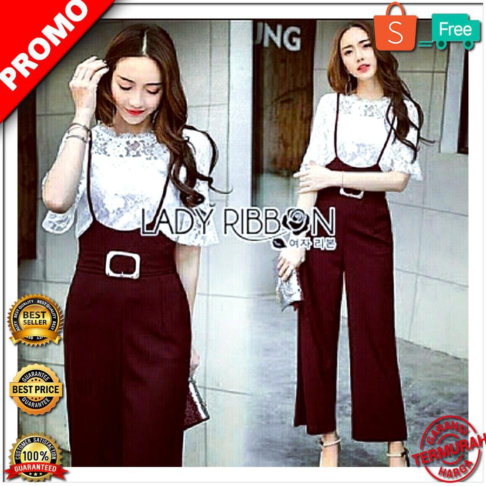 TERBARU Jumpsuit Ayumi Baju Kodok Cewek Kekinian Baju Setelan Wanita - Hitam BEST SELLER